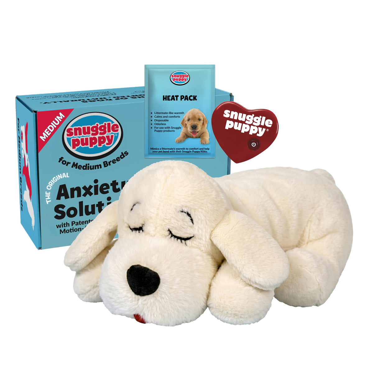 Snuggle Puppy Heartbeat Toy, Calming Comfort, Medium Breeds - Biscuit
