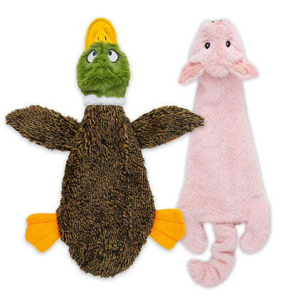 Best Pet Supplies 2-in-1 Fun Skin Stuffless Dog Toy - Wild Duck, Medium