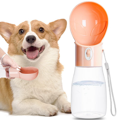 Portable Dog Water Bottle with Food Container, Pink, 12oz