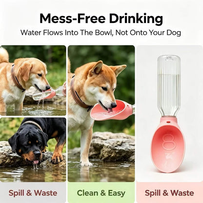 2PCS Dog Water Bottle Adapter Portable Silicone Dog Water Dispenser for Standard Water Bottles Leak Proof Outdoor Foldable Pet Water Feeder Bowl Dog Cat Walking Hiking Travel (Pink+Green)