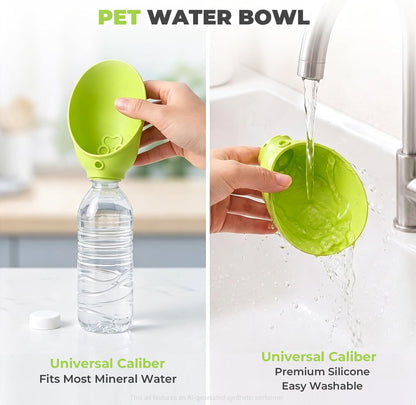 Dog Portable Water Bottle,Foldable Dog Water Bowl for Walks，Green