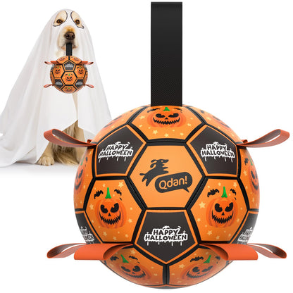 QDAN Dog Toys Dog Balls, 6 Inch Dog Soccer Ball with Straps, Herding Balls