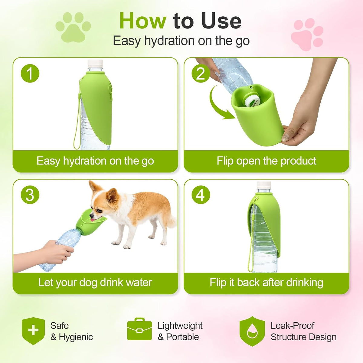 2-Pack Foldable Silicone Dog Water Bowls, Leak-Resistant Travel Bowls