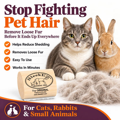 SleekEZ Cat Brush for Shedding - Deshedding Brush for Cats - Patented Grooming Tool for Removing Loose Fur, Undercoat & Hair - Made in USA - Works on Short, Medium & Long Coats