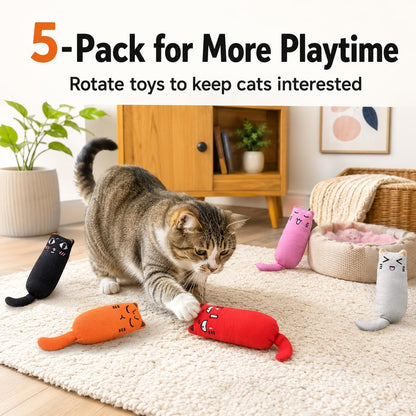 Legendog 5Pcs Bite Resistant Catnip Toy for Cats,Catnip Filled Cartoon Mice Cat Teething Chew Toy
