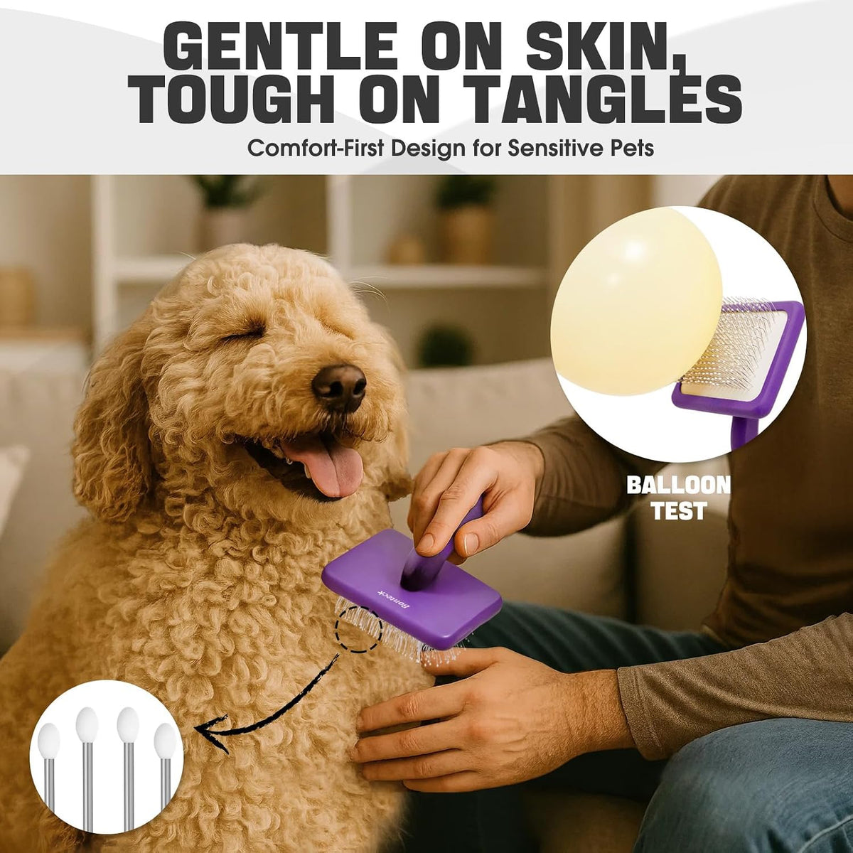 Bonteck Dog Slicker Brush for Dogs Grooming Kit 5PCS Long Haired Doodles