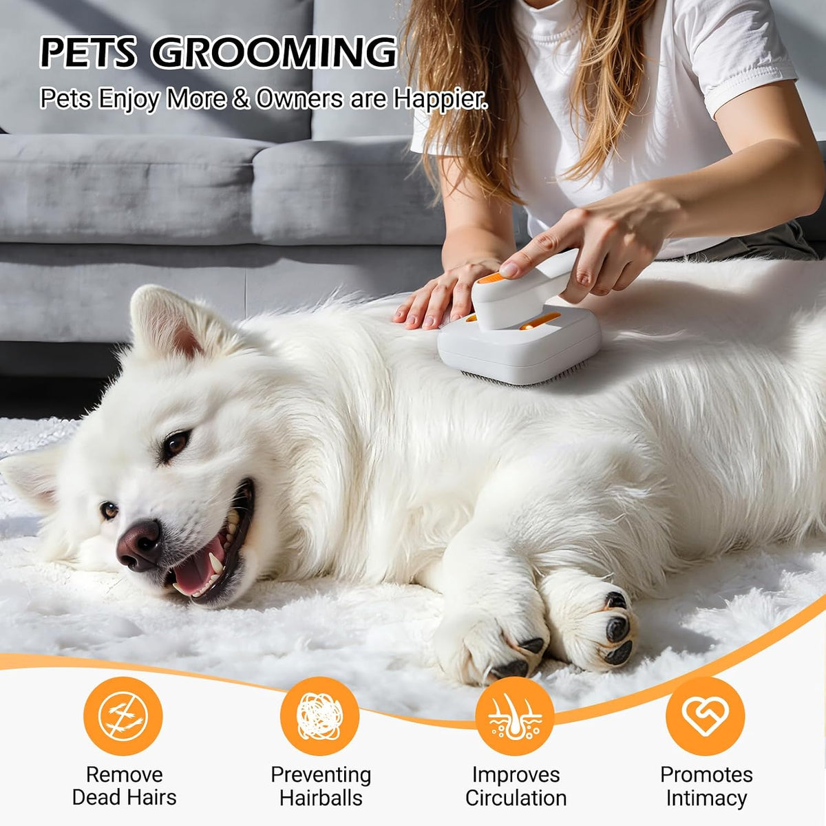 3-in-1 Pet Mist Brush for Dogs & Cats, Self-Cleaning,Rechargeable