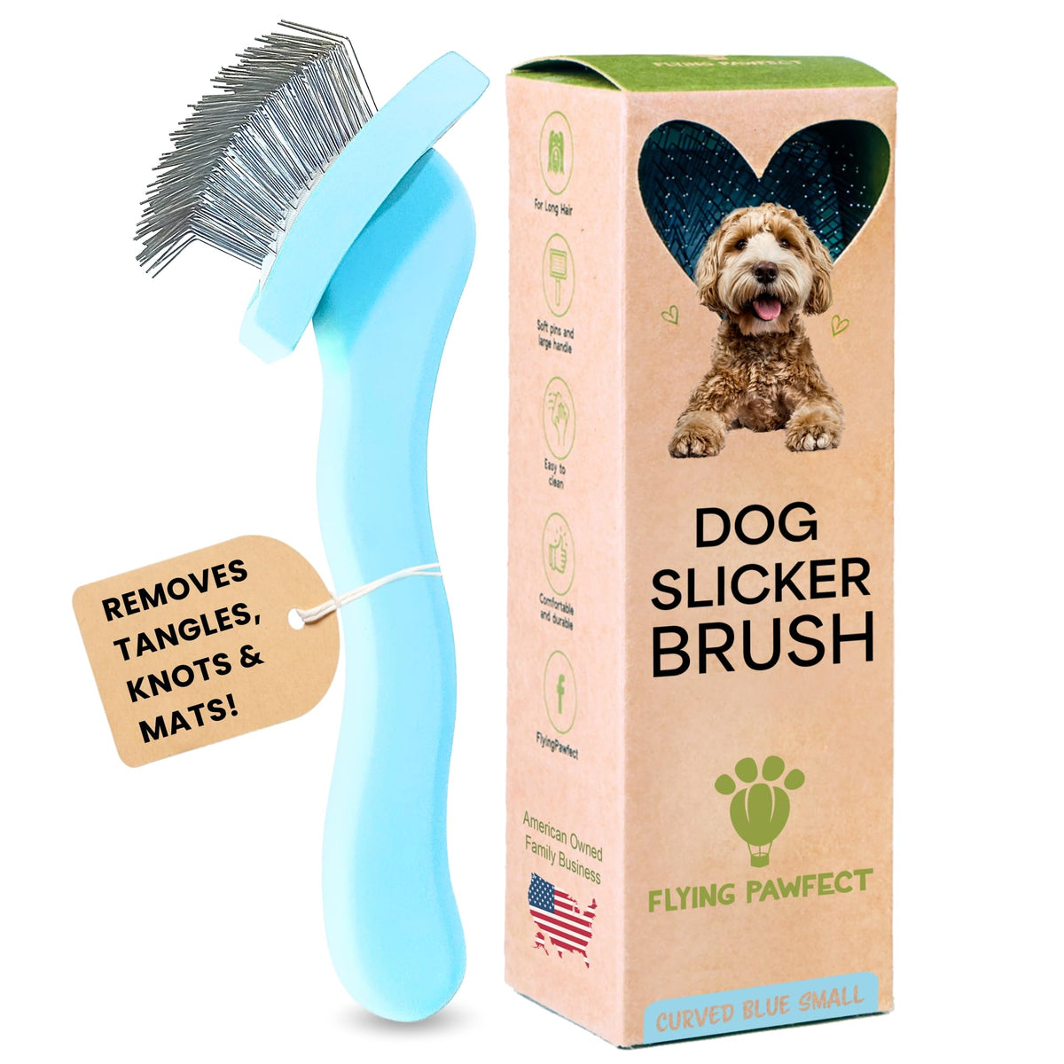 Slicker Brush for Dogs - Long Pin for Poodles, Doodles & Long Haired Dogs, Deshedding & Dematting Tool, Slicker Dog Brushes for Grooming (Coral, Flat Large)