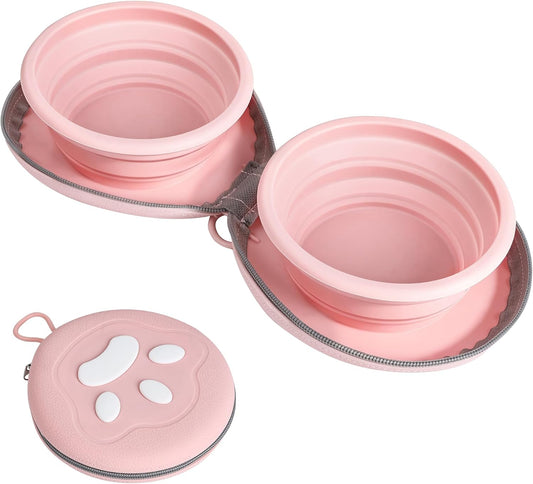 Zegcohjave 2-in-1 Collapsible Dog Bowls,Portable Dog Food and Water Bowl