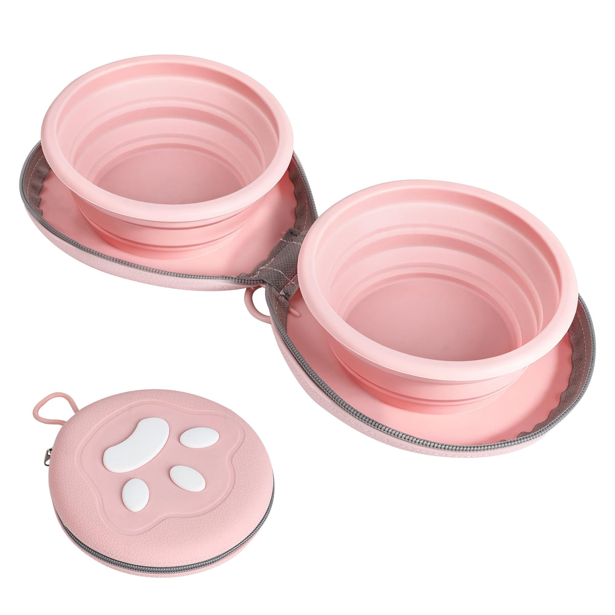Zegcohjave 2-in-1 Collapsible Dog Bowls,Portable Dog Food and Water Bowl