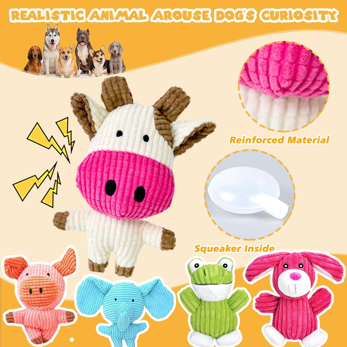MRSOHRET Dog Squeak Toys Puppy Toys, Tough Dog Toys for Aggressive Chewers