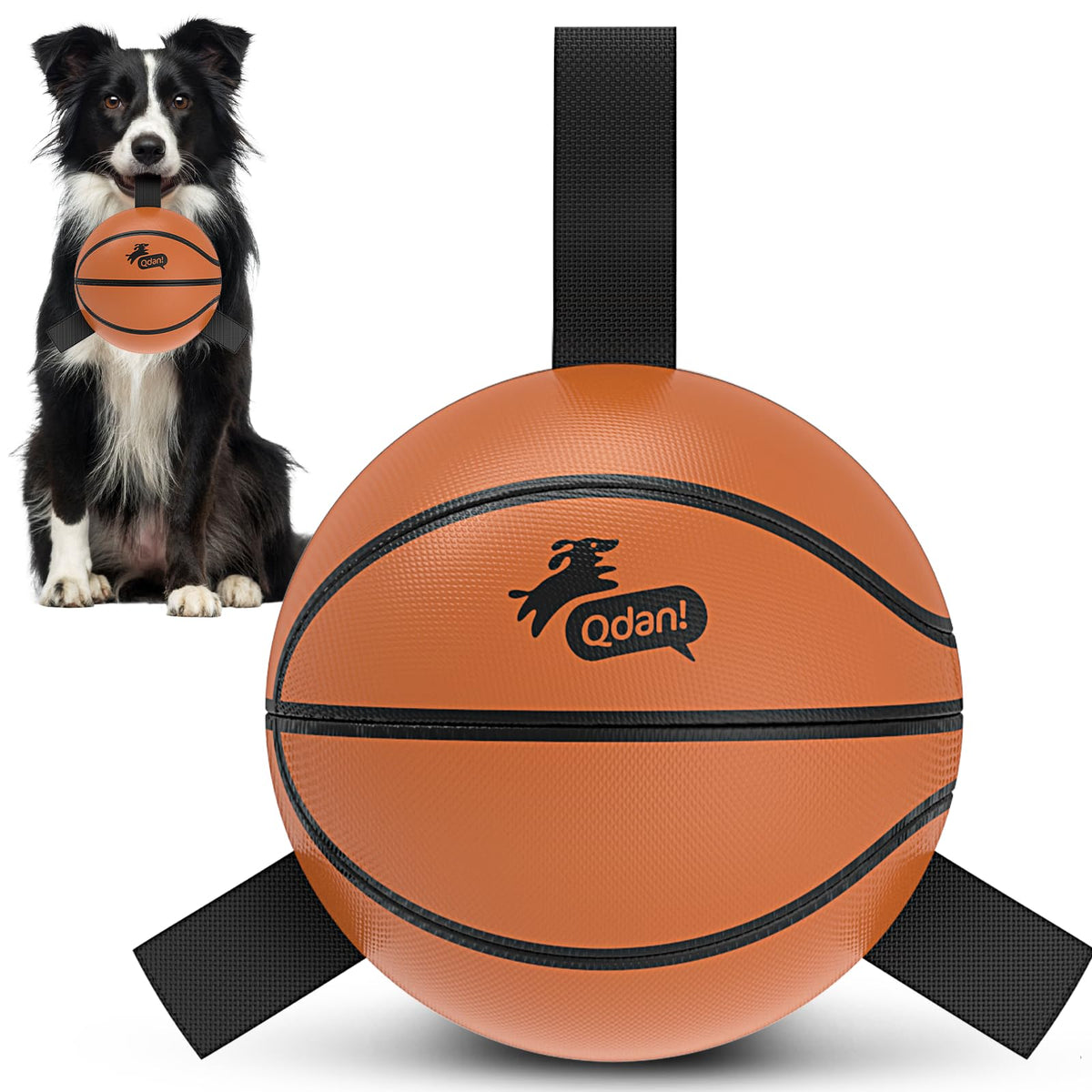 QDAN Dog Toys Dog Balls, 6 Inch Dog Soccer Ball with Straps, Herding Balls
