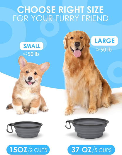 AONKEY 2 Pack Collapsible Dog Bowls with Bottle Carrier(Small 15oz)