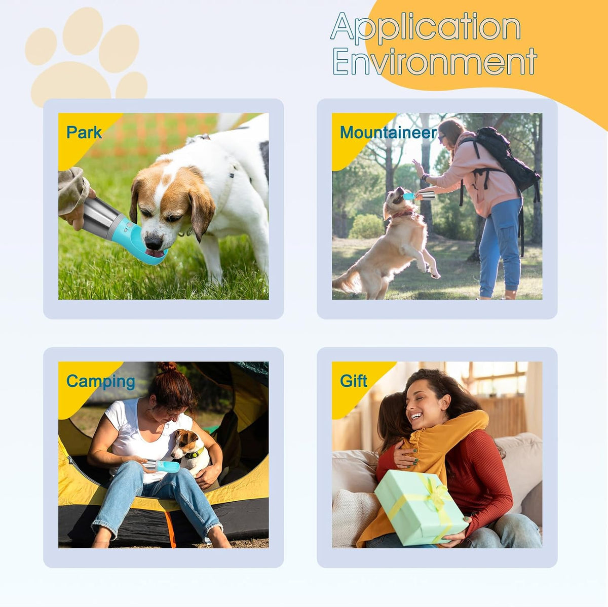 Portable Dog Water Bottle, 24 OZ Stainless Steel Pet Water Dispenser