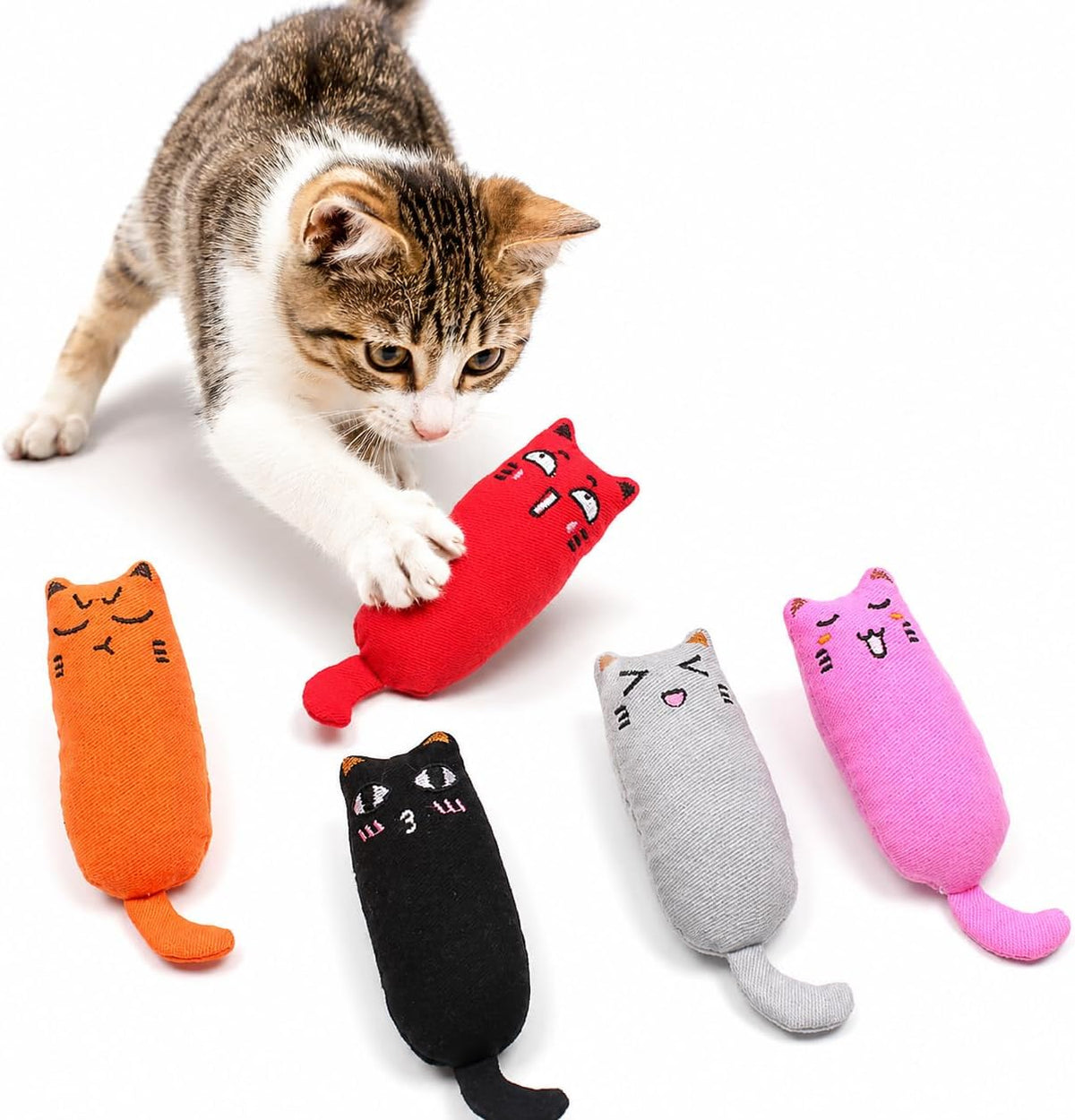 Legendog 5Pcs Bite Resistant Catnip Toy for Cats,Catnip Filled Cartoon Mice Cat Teething Chew Toy