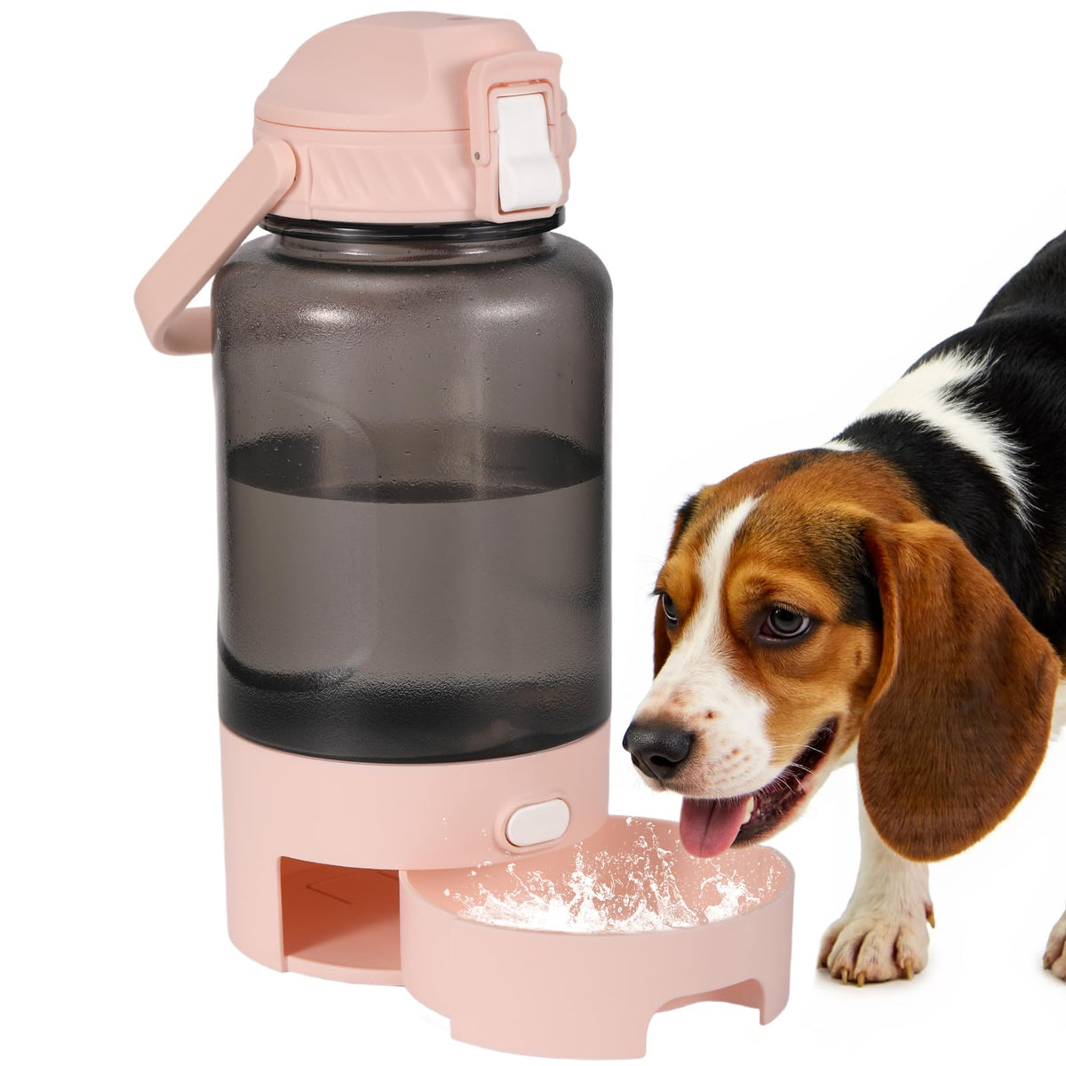 50oz Outdoor Dog Water Bottle - Leakproof Pet & Human Water Dispenser with Handle, Portable for Travel, Hiking, Camping, Beach - Must-Have BPA-Free Gear for Active Dogs (White)