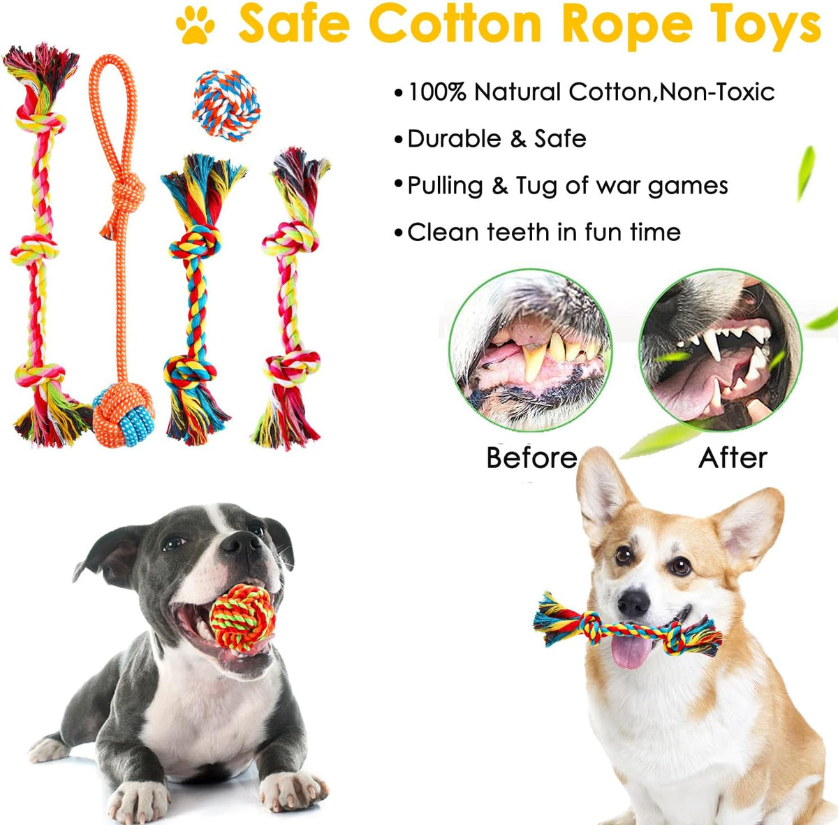 Aipper Dog Toys 25 Pack for Fun and Teeth Cleaning, Puppy Chew Toys Pack with Squeak Plush Toy,Squeaky Toy Balls,Tug of War and Rope Toys for Puppy to Small Dogs
