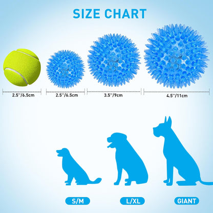 Novkin 6 Pack 2.5" LED Light Up Dog Balls, Squeaky Spiky Dog Toys for Aggressive Chewers, Durable Glow in The Dark Interactive Fetch Balls for Small Medium Large Dogs, Floating & BPA Free Non-Toxic