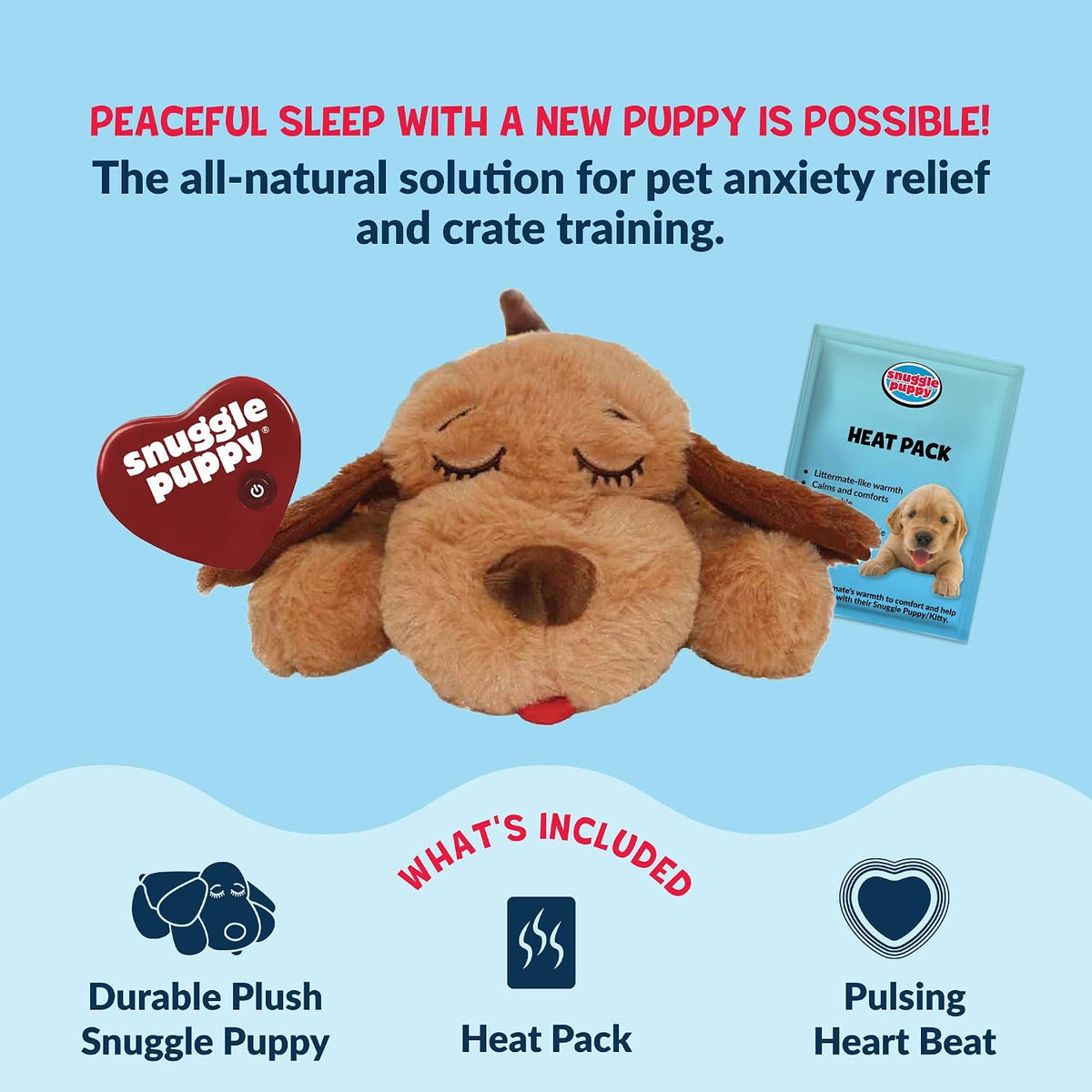 Snuggle Puppy Heartbeat Toy, Calming Comfort, Medium Breeds - Biscuit