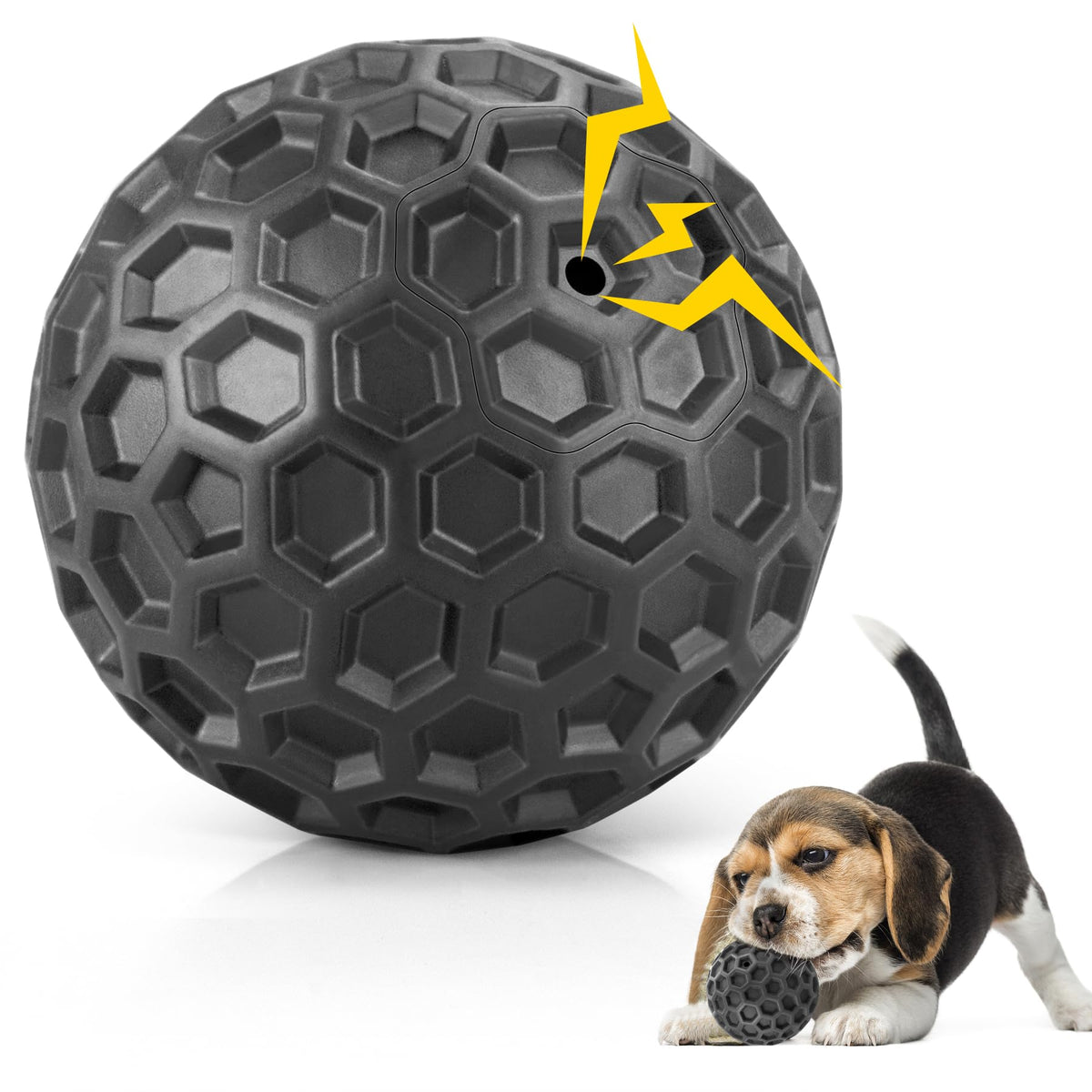 DISSKNIC Indestructible Squeaky Dog Ball, Relieves Anxiety, Cleans Teeth, Interactive Chew Toy for Aggressive Chewers, Dog Toy for Large Breeds, Outdoor Waterproof