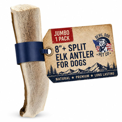 Devil Dog Pet Co Whole Elk Antlers for Dogs, XL, Aggressive Chewers