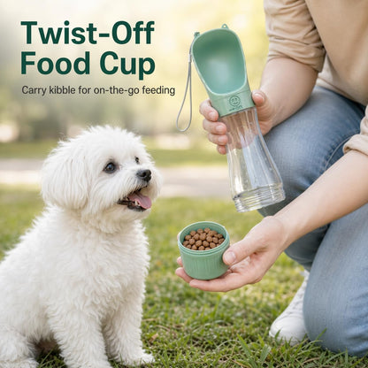 Portable Dog Water Bottle, Leak-Proof Pet Water Dispenser with Food Container, Travel Water Bottle for Dogs, Walking, Hiking & Outdoor Adventures