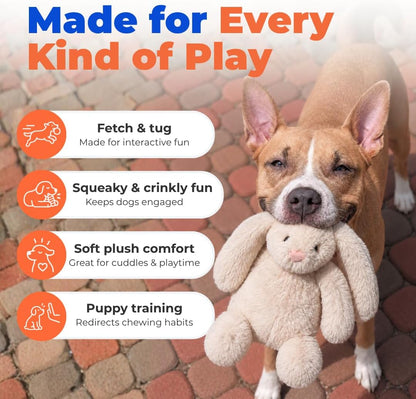 Best Pet Supplies Bunny Buddy Squeaky Plush Dog Toy - Beige, Medium
