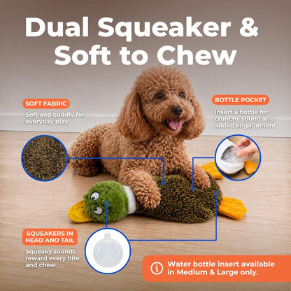 Best Pet Supplies 2-in-1 Fun Skin Stuffless Dog Toy - Wild Duck, Medium