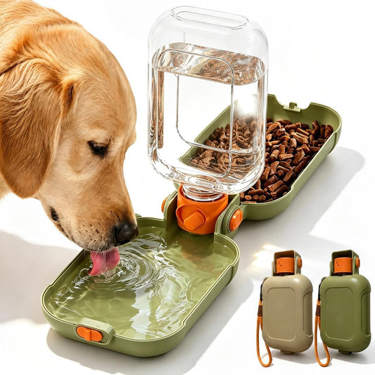 Dog Water Bottle, Puppy Essentials, Collapsible Dog Bowls (Green)
