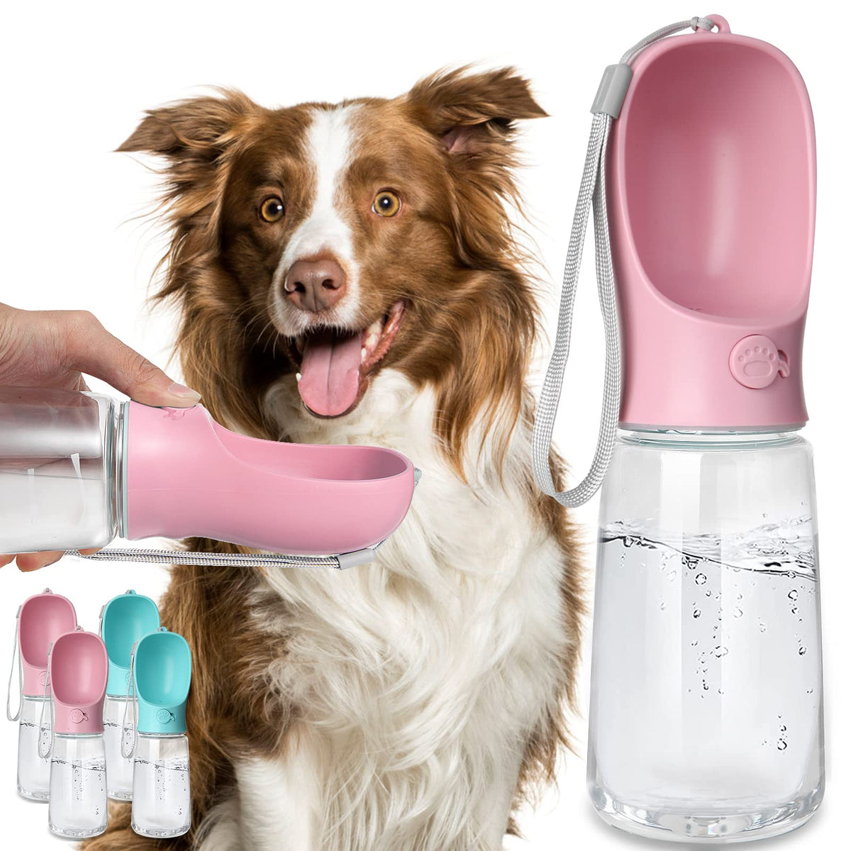 Kalimdor Dog Water Bottle, Leak Proof Portable Puppy Water Dispenser with Drinking Feeder for Pets Outdoor Walking, Hiking, Travel, Food Grade Plastic (19oz Blue)
