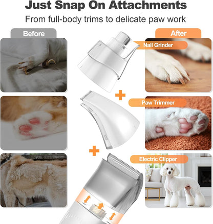 Afloia 6-in-1 Dog Grooming Vacuum Kit, Pet Clipper & Nail Grinder, White