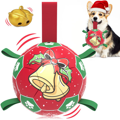 QDAN Dog Toys Dog Balls, 6 Inch Dog Soccer Ball with Straps, Herding Balls