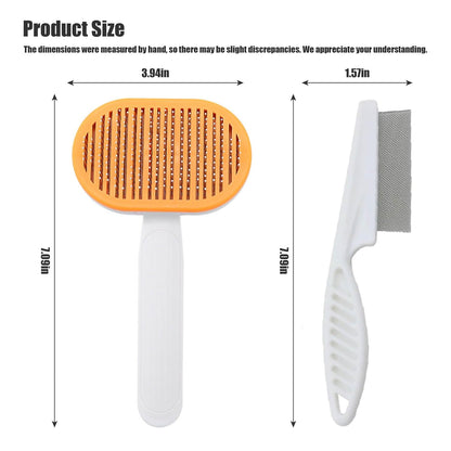 Self-cleaning pet grooming brush - gentle and skin-friendly, effectively removes loose undercoat from pets, suitable for cats, dogs, and other pets (orange)