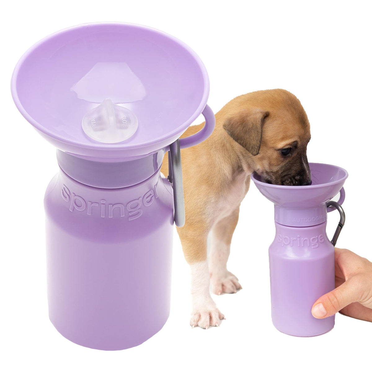 Springer Dog Water Bottle | Portable Travel Drinking Feeder Dispenser for Dogs & Puppies | As Seen on Shark Tank | Leak-Proof Bowl | BPA-Free | Outdoor Walking, Hiking & Travel | 22oz Blue