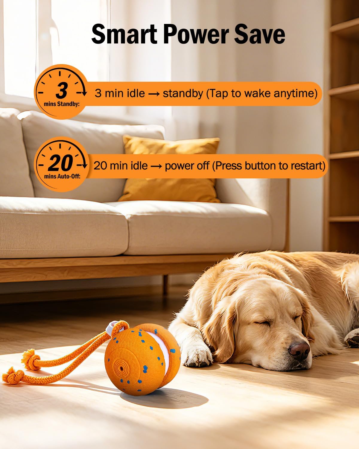 osou Interactive Dog Toy, Automatic Moving Dog Ball Toy with 2 Speed Modes