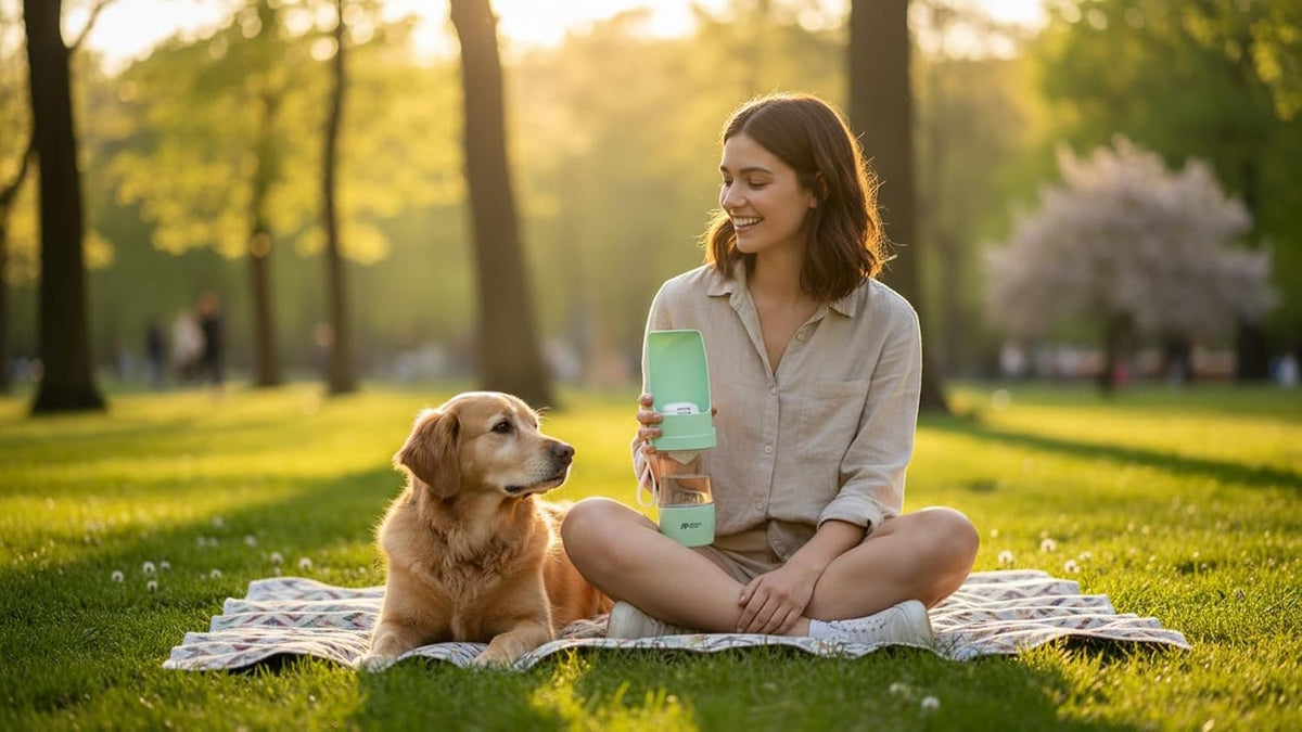 Argo's Pack 2-in-1 Portable Dog Water Bottle with Food Container, 250ml Water + 180ml Food, Foldable Bowl, Leak-Resistant Travel Dispenser for Walking & Hiking (Green)