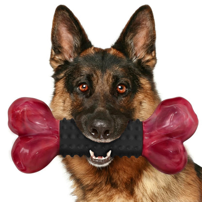 Tough Dog Toys for Aggressive Chewers: Beef Flavored Long Lasting Dog Bones for Large Dogs, Indestructible Dog Chew Toys to Keep Them Busy, Large Dog Toys for Medium & Large Breed, Red