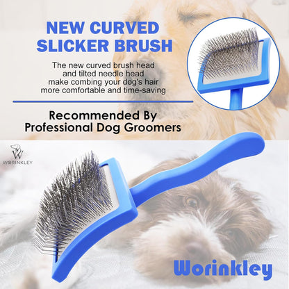 Slicker Brush for Dogs - Long Pin Doodle Grooming Brush, Large