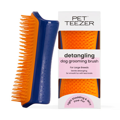 Pet Teezer Detangling Dog Brush for Long Hair Breeds, Large, Pink & Yellow