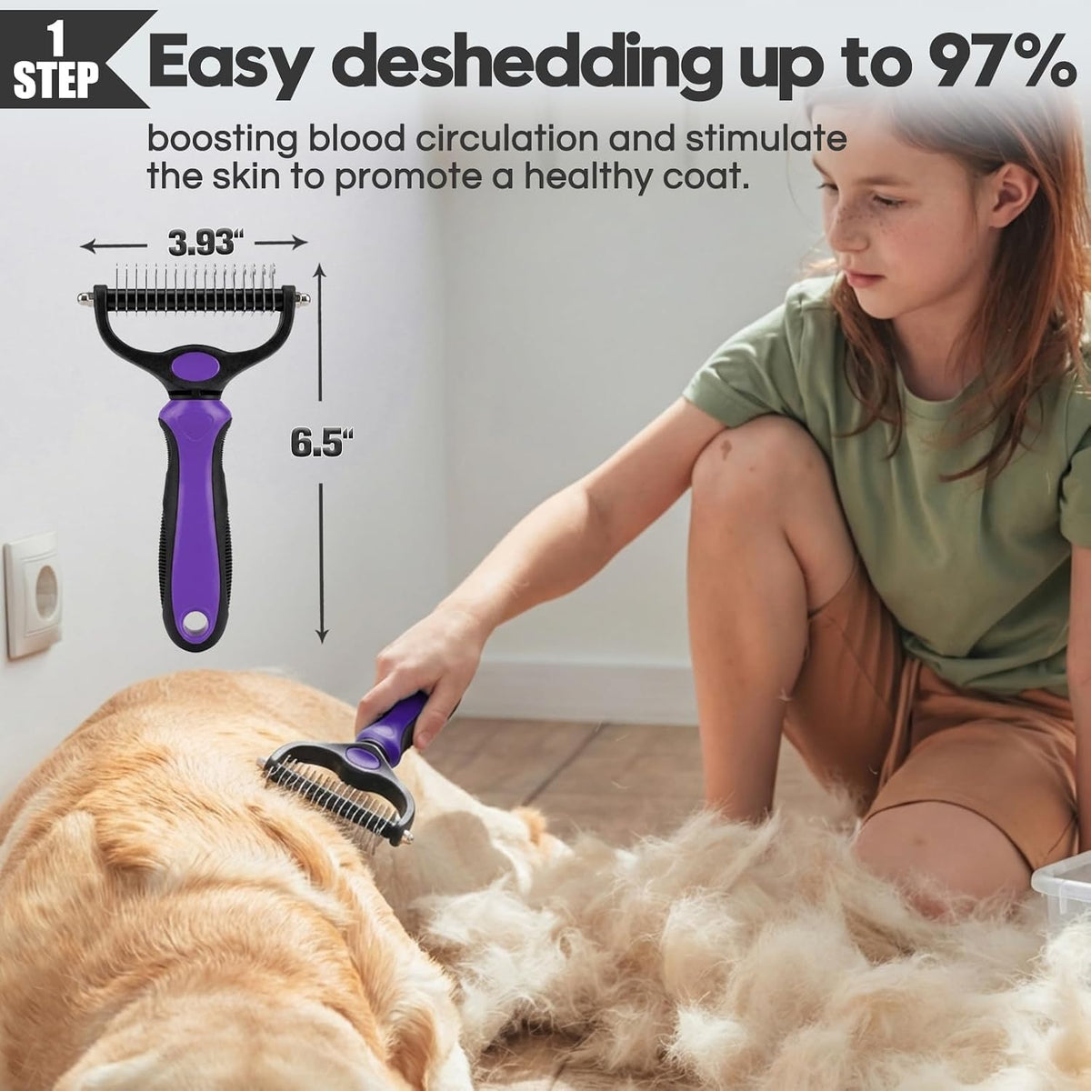 Bonteck Dog Slicker Brush for Dogs Grooming Kit 5PCS Long Haired Doodles