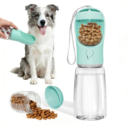 Portable Dog Water Bottle with Food Container, Drinking Bottle for Travel