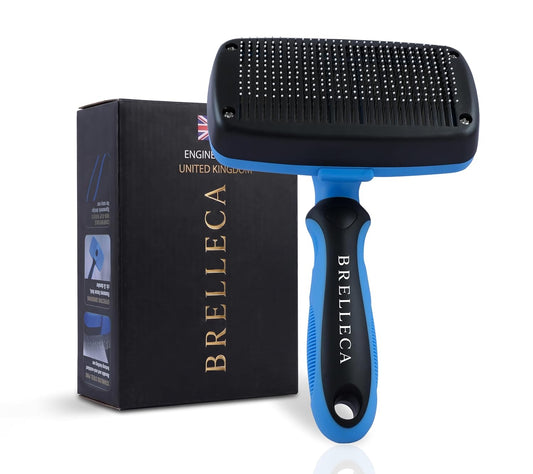 Self-Cleaning Slicker Brush for Dogs & Cats, Deshedding Tool, Blue