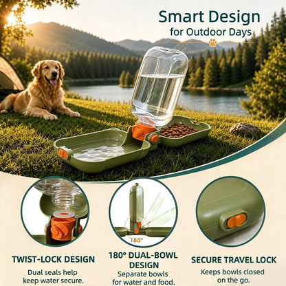 Dog Water Bottle, Puppy Essentials, Collapsible Dog Bowls (Green)