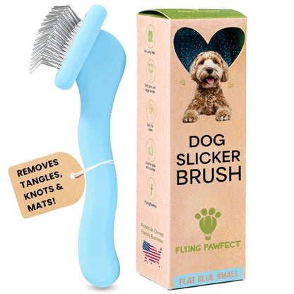 Slicker Brush for Dogs - Long Pin for Poodles, Doodles & Long Haired Dogs, Deshedding & Dematting Tool, Slicker Dog Brushes for Grooming (Coral, Flat Large)