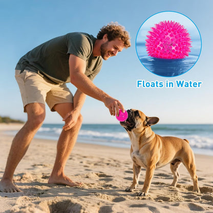 Novkin 6 Pack 2.5" LED Light Up Dog Balls, Squeaky Spiky Dog Toys for Aggressive Chewers, Durable Glow in The Dark Interactive Fetch Balls for Small Medium Large Dogs, Floating & BPA Free Non-Toxic