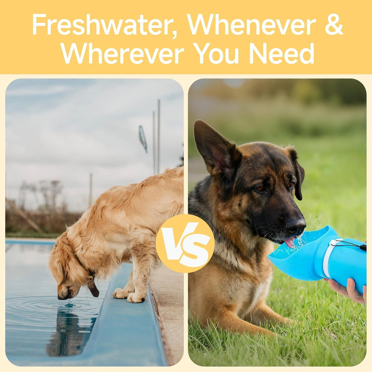 Dog Water Bottle, Leakproof Portable Water Bowl for Dog, Lightweight Water Bottle for Dogs, Food Grade Silicone, Collapsible Travel Pet Water Bottle for Outdoor Hiking Camping (Grey, 18.6 Ounces)