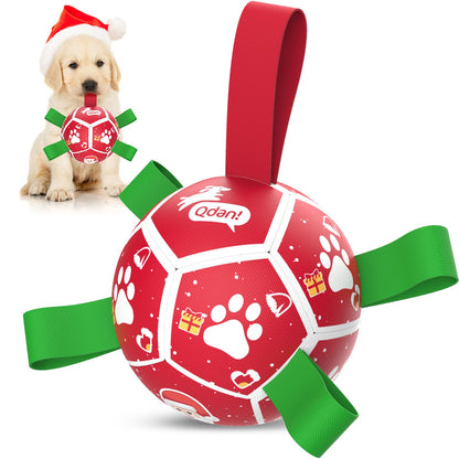 QDAN Dog Toys Dog Balls, 6 Inch Dog Soccer Ball with Straps, Herding Balls