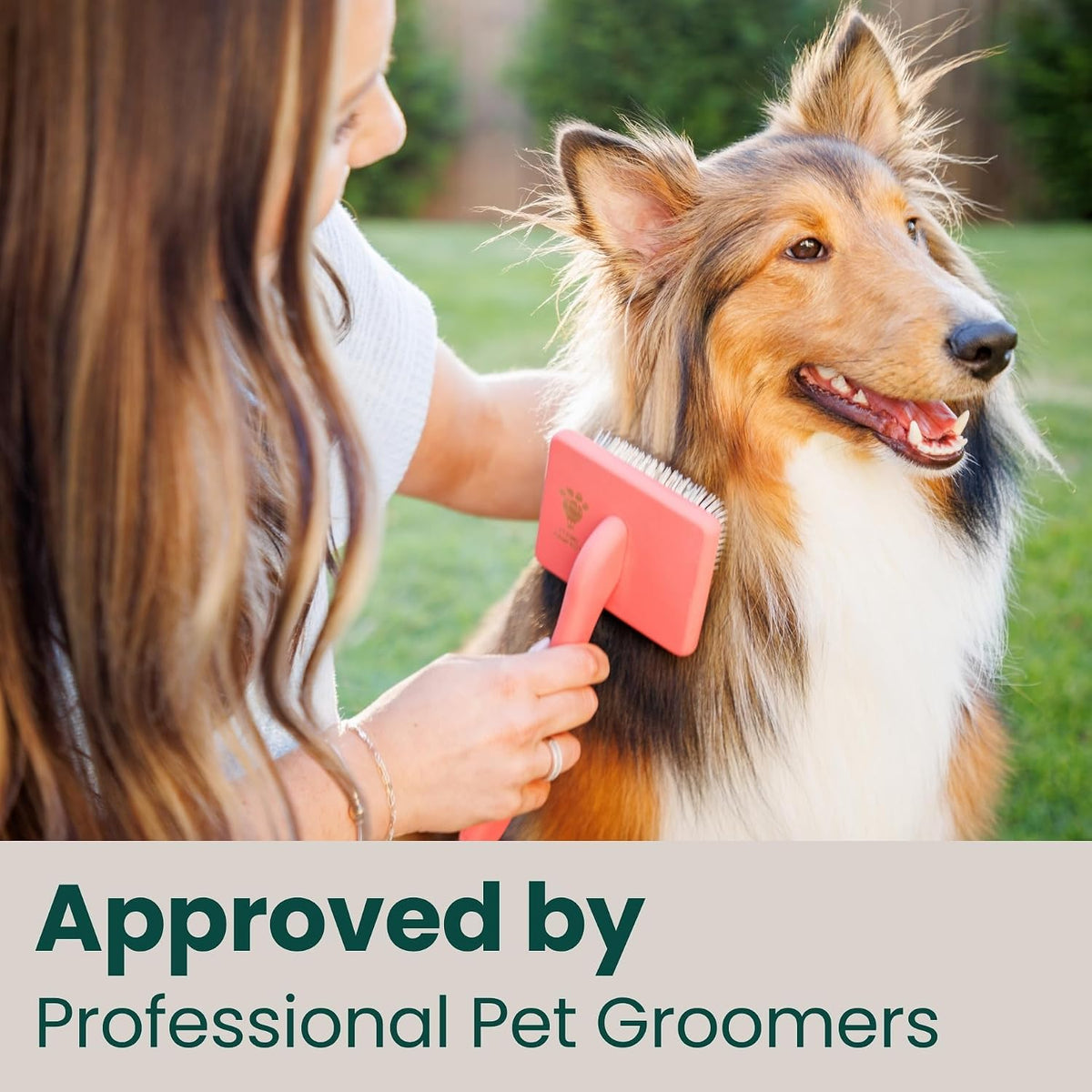 Slicker Brush for Dogs - Long Pin for Poodles, Doodles & Long Haired Dogs, Deshedding & Dematting Tool, Slicker Dog Brushes for Grooming (Coral, Flat Large)