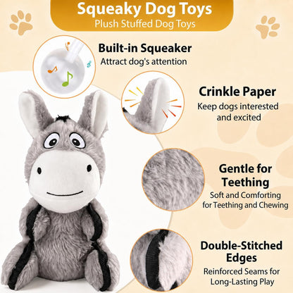 Drmstow 3-Pack Squeaky Plush Dog Toys for Small and Medium Dogs