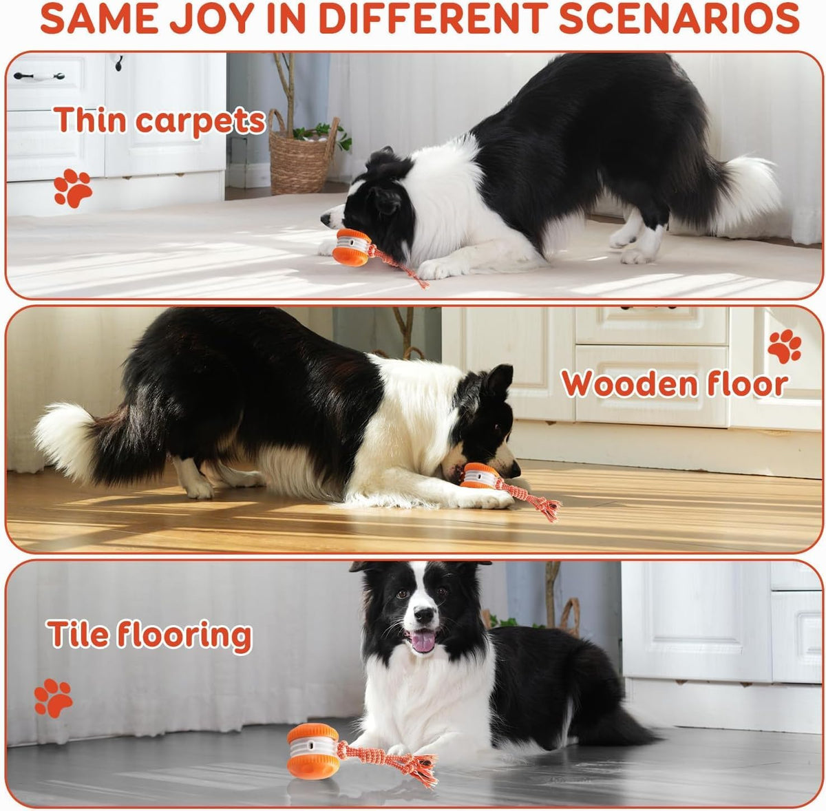 Interactive Dog Ball,Random Path Electric Moving Dogs Toy with Rope